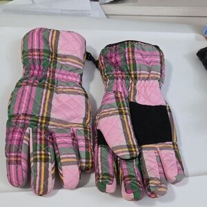 Lands' End Pink Plaid Women's Size Large Gloves
